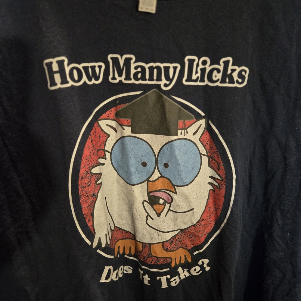 Gildan Tootsie Pop Owl How Many Licks Navy Blue Graphic T-Shirt Mens 3XL 3TG